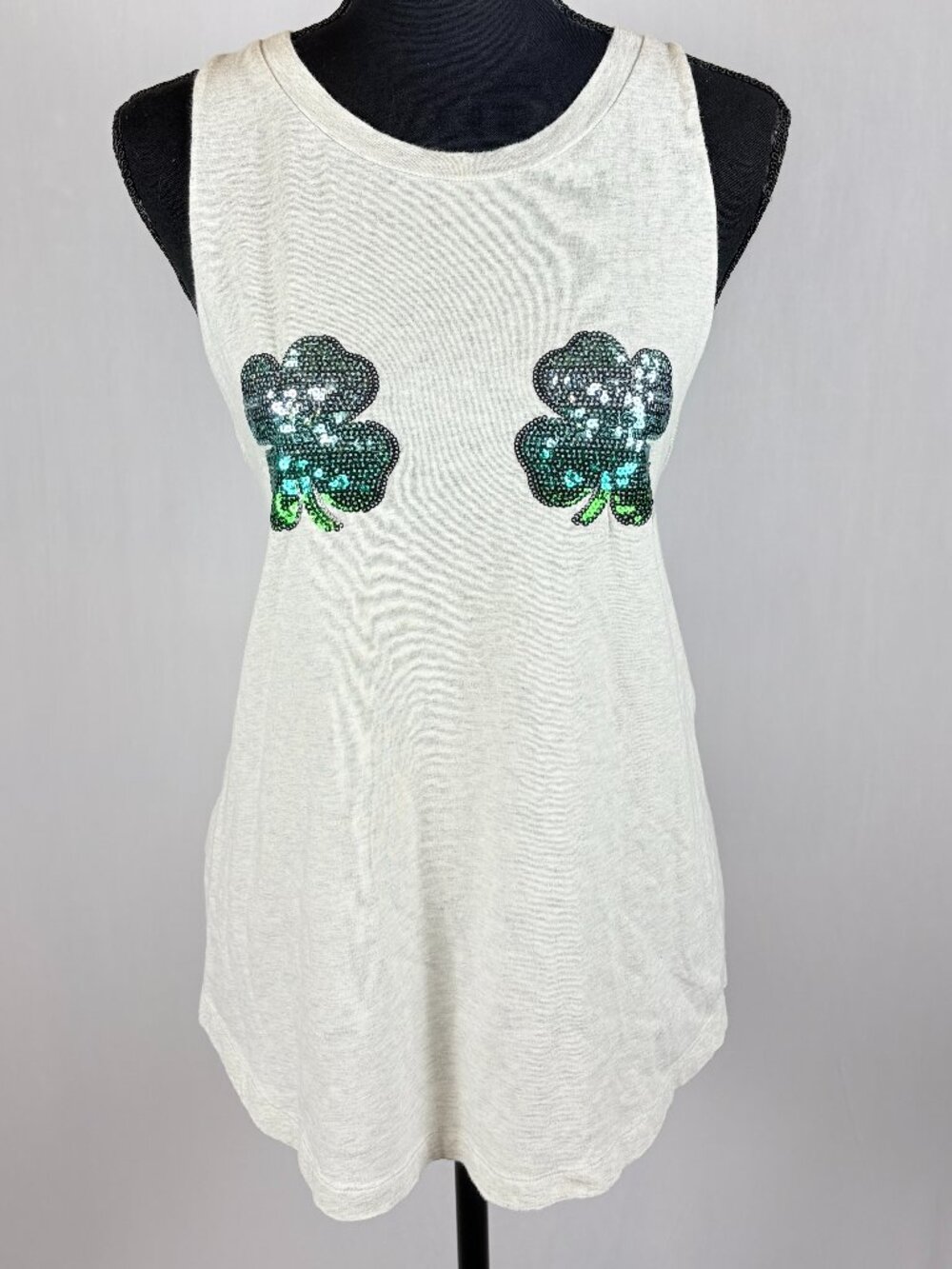 PINK Victoria’s Secret | Sequin Shamrock Tank Top | L | Irish St Patricks Day